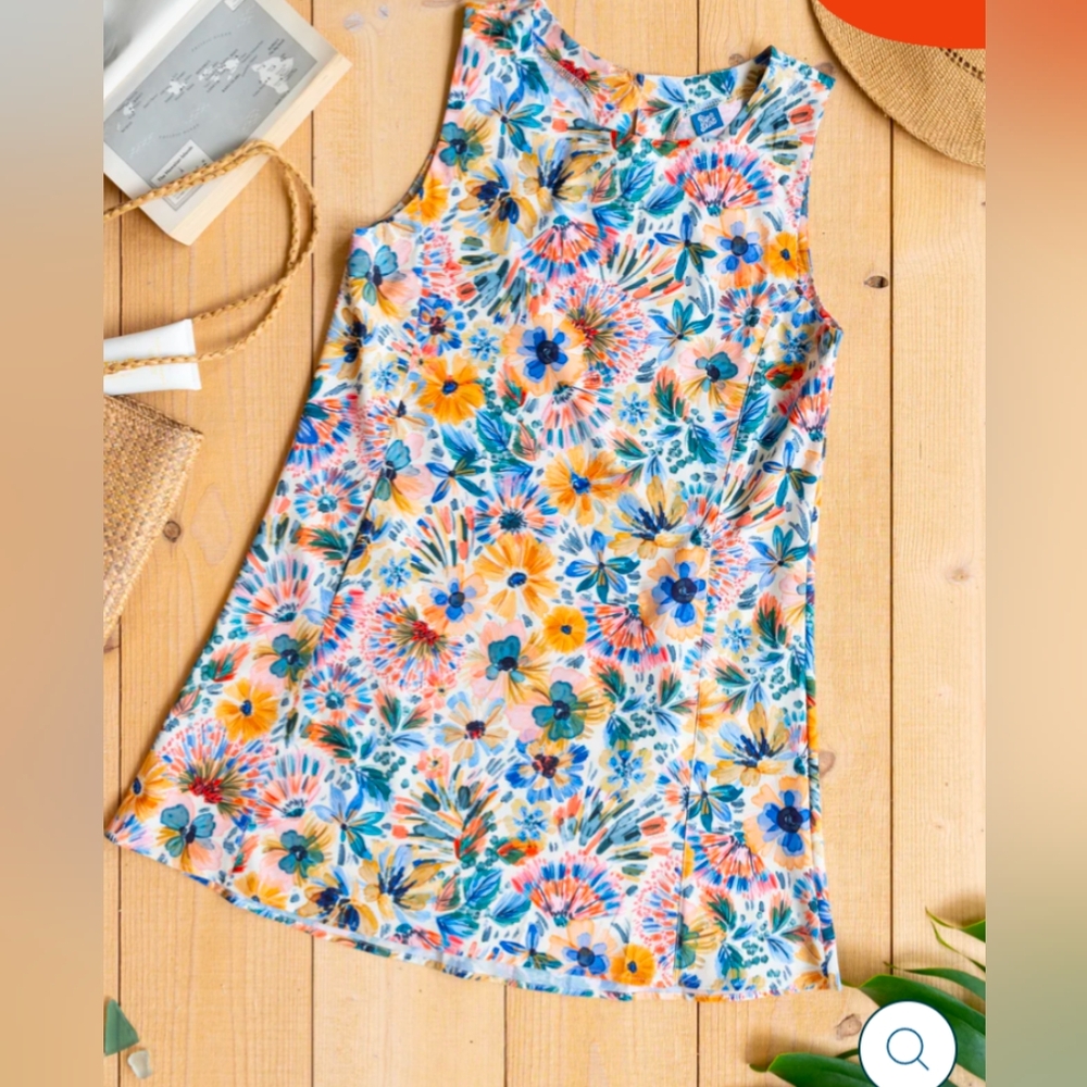 Ripskirt Hawaii Mini Dress in Orange and Blue Floral